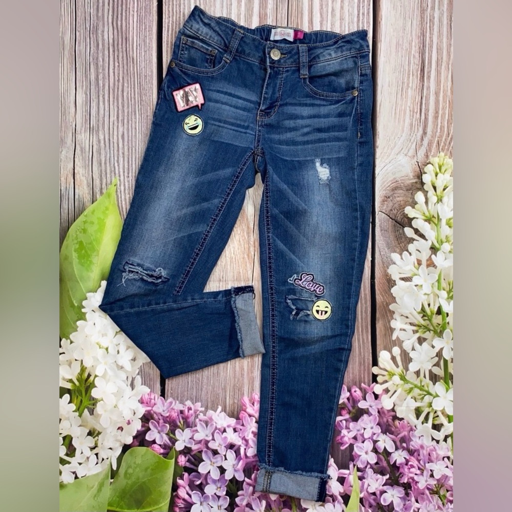 Stylish Blue Jeans with Fun Patches